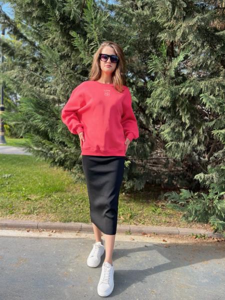 Bisiklet Yaka Nar Çicegi Sweatshirt