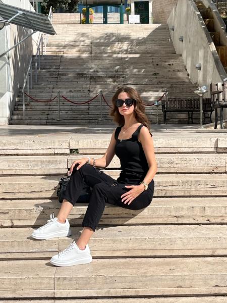 Mom siyah Yırtık Jean